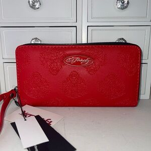 NWT Ed Hardy Vibrant Red Embossed Wallet